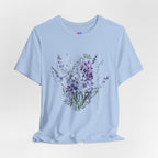 Japanese Wisteria and Forget-Me-Not T-Shirt | Fuji Wasurenagusa Dark Floral Tee | Japan Botanical Moonlit Garden Shirt