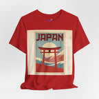 Japan Vintage Travel Poster T-Shirt — Torii Gate Sunrise Mountain Tee