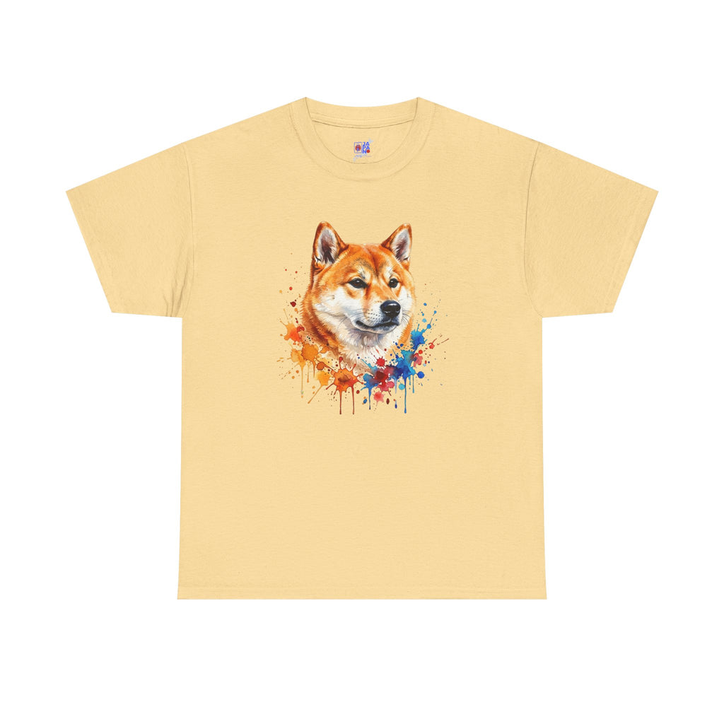Shiba Inu Watercolor T-Shirt — Colorful Dog Portrait Tee