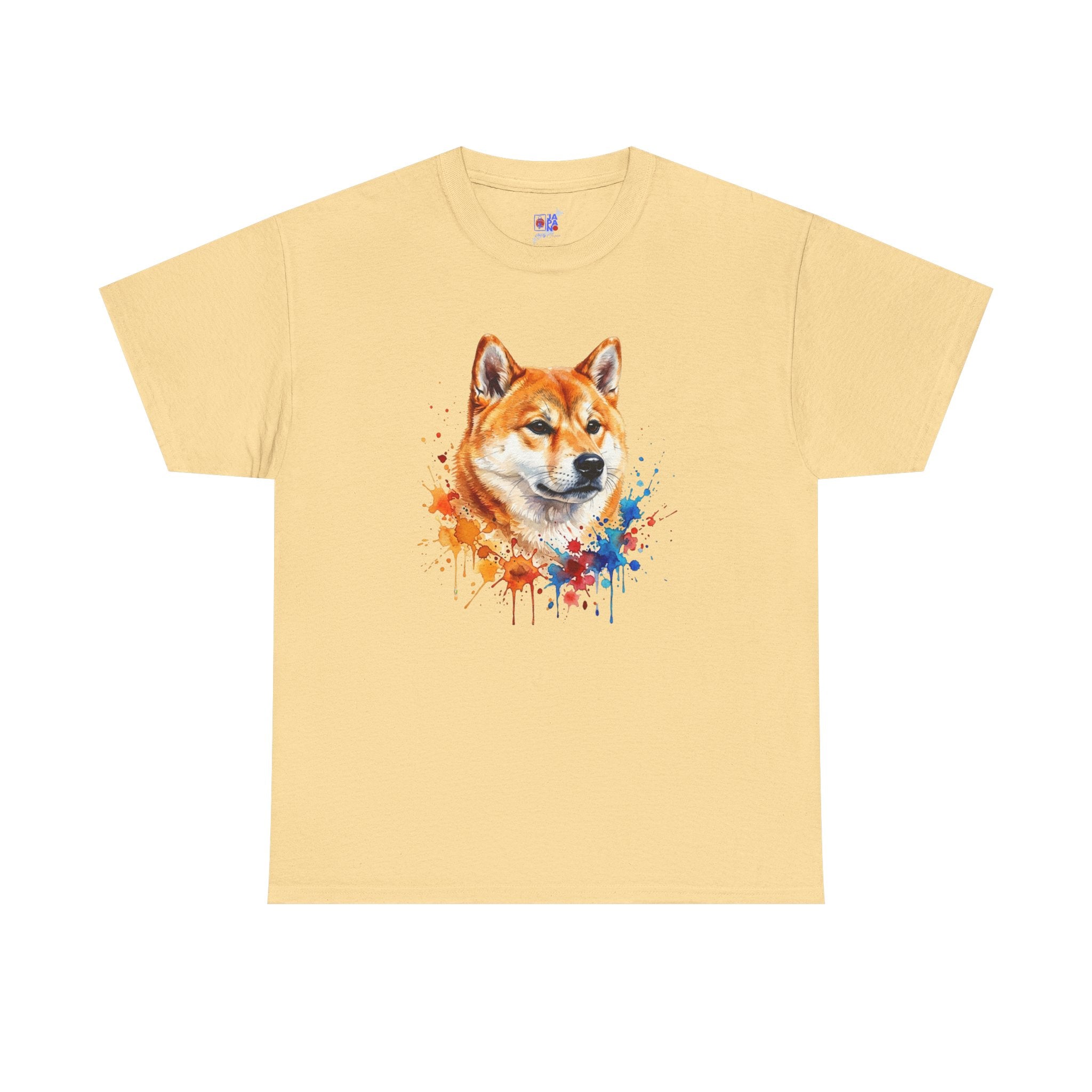 Shiba Inu Watercolor T-Shirt — Colorful Dog Portrait Tee