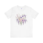 Japanese Wisteria and Sakura Bouquet T-Shirt | Fuji Cherry Blossom Dark Floral Tee | Japan Spring Flower Art Shirt
