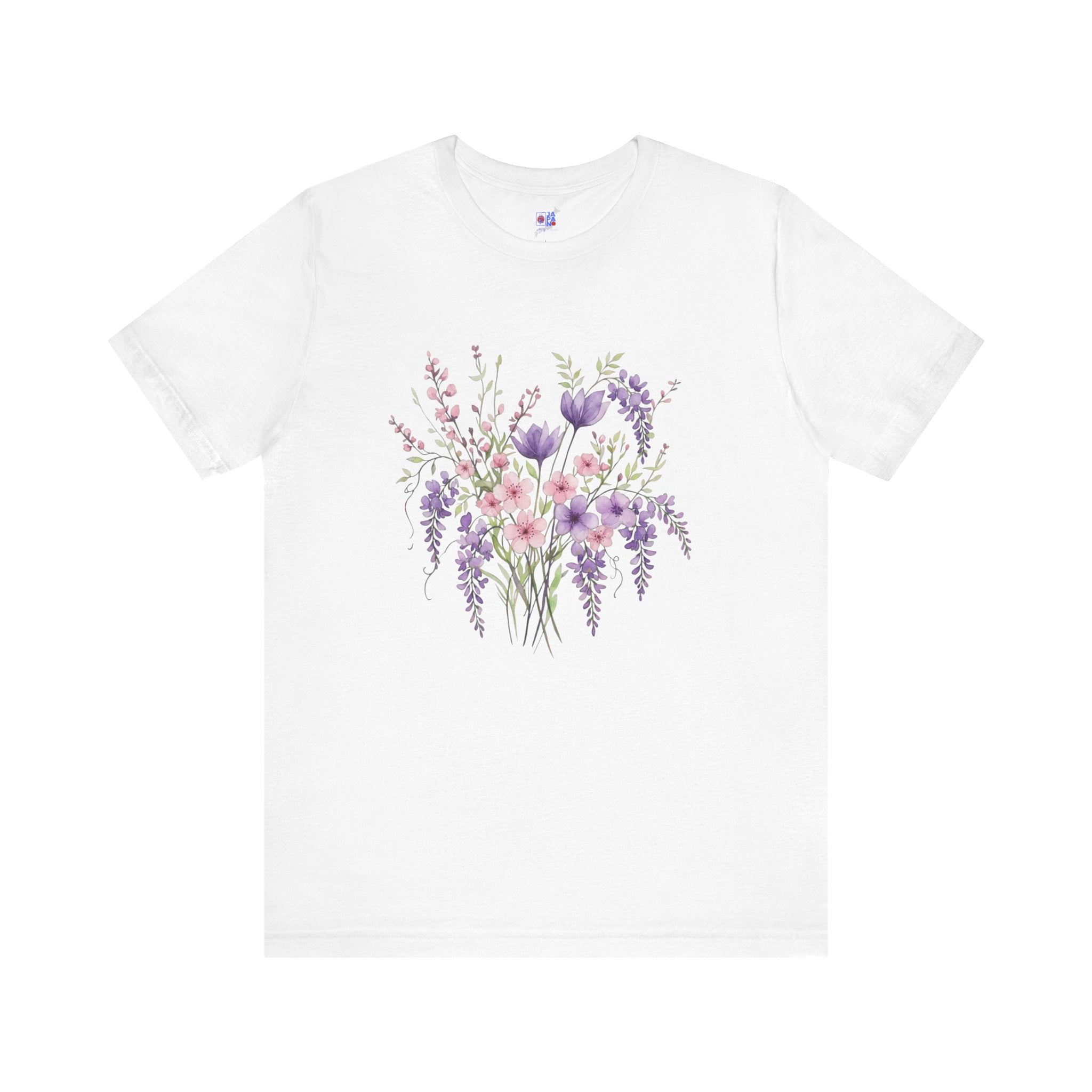 Japanese Wisteria and Sakura Bouquet T-Shirt | Fuji Cherry Blossom Dark Floral Tee | Japan Spring Flower Art Shirt