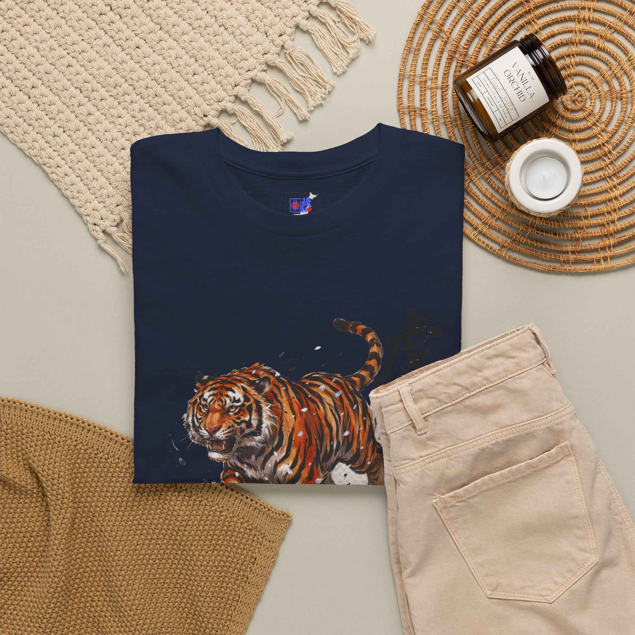 Japanese Tiger T-Shirt — 虎 Sumi-e Ink Brush Art Men's Tee | Bold Japan Graphic Shirt