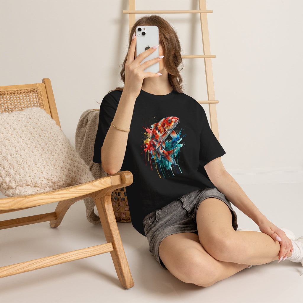 Koi Fish Watercolor T-Shirt — Vibrant Drip Art Tee