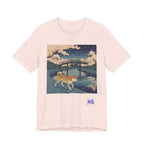 Shiba Inu Night Stroll T-Shirt | Japanese Bridge Ukiyo-e Style