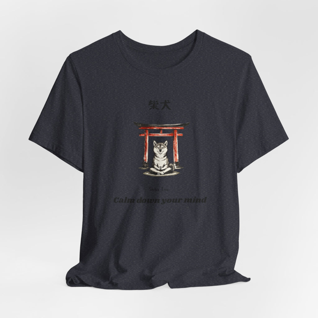 Shiba Inu Torii Gate Calm Down Your Mind T-Shirt | Japanese Zen Tee