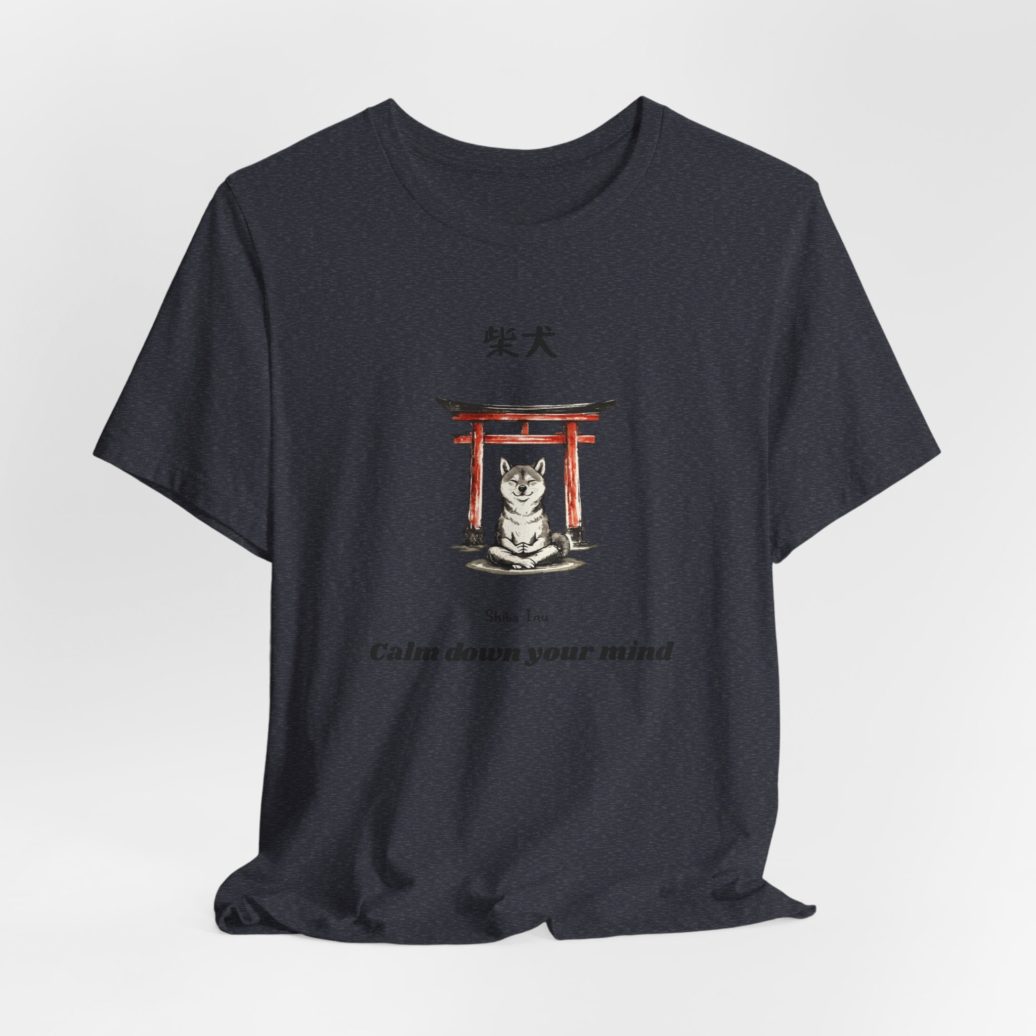 Shiba Inu Torii Gate Calm Down Your Mind T-Shirt | Japanese Zen Tee
