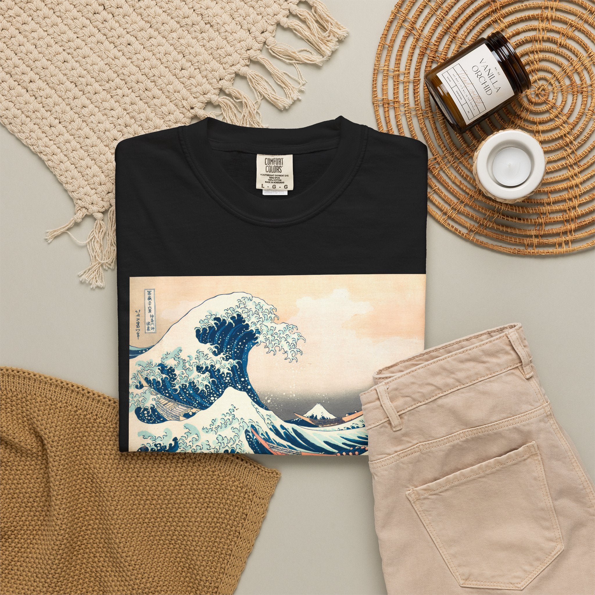 "The Great Wave of Kanagawa" Hokusai Art Tee — Darker Color Version — Comfort Colors 1717 Vintage Fit T-Shirt for Women