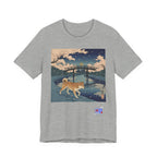 Shiba Inu Night Stroll T-Shirt | Japanese Bridge Ukiyo-e Style