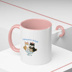 Shiba Inu Sundae Accent Coffee Mug — 'Fuwa Fuwa' Kawaii Peach & Sakura (11/15 oz)