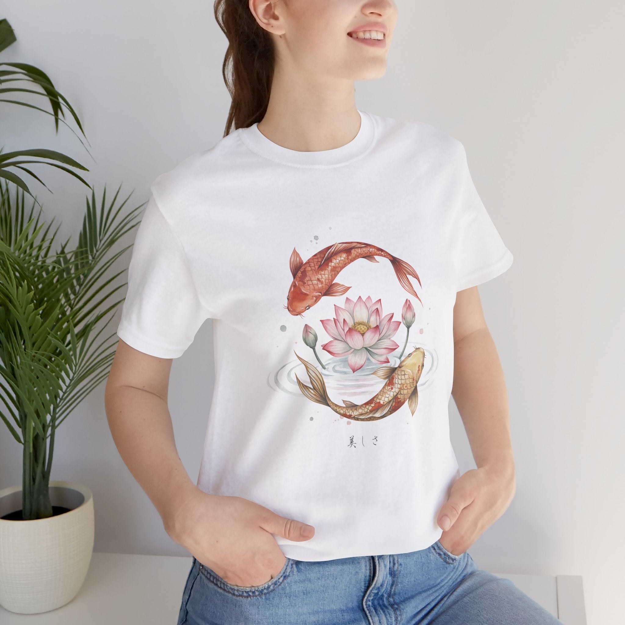 Koi and Lotus Beauty Tee | Koi Circle Floral Japanese Aesthetic