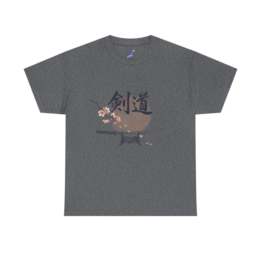 Kendo Katana T-Shirt, Japanese Calligraphy 剣道 Tee with Cherry Blossoms, Sensei Gift, Dojo Tribute & Martial Arts Lover Apparel