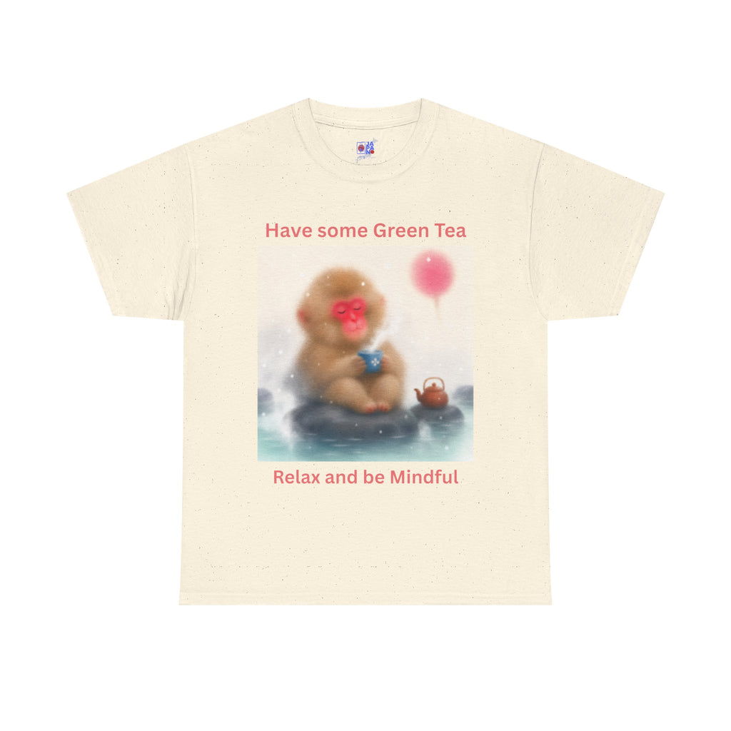 Mindful Monkey Tee — "Have Some Green Tea, Relax and Be Mindful" Cute Zen T-Shirt