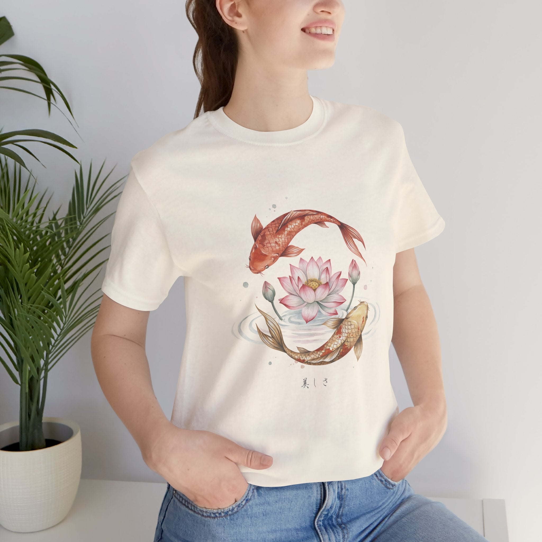 Koi and Lotus Beauty Tee | Koi Circle Floral Japanese Aesthetic