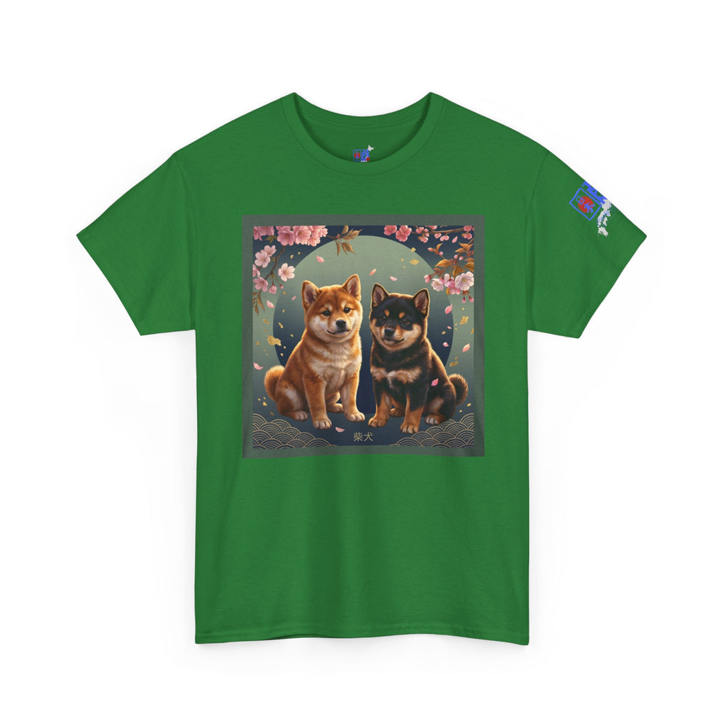 Shiba Inu Puppies Duo T-Shirt — Cute Cherry Blossom Dog Tee