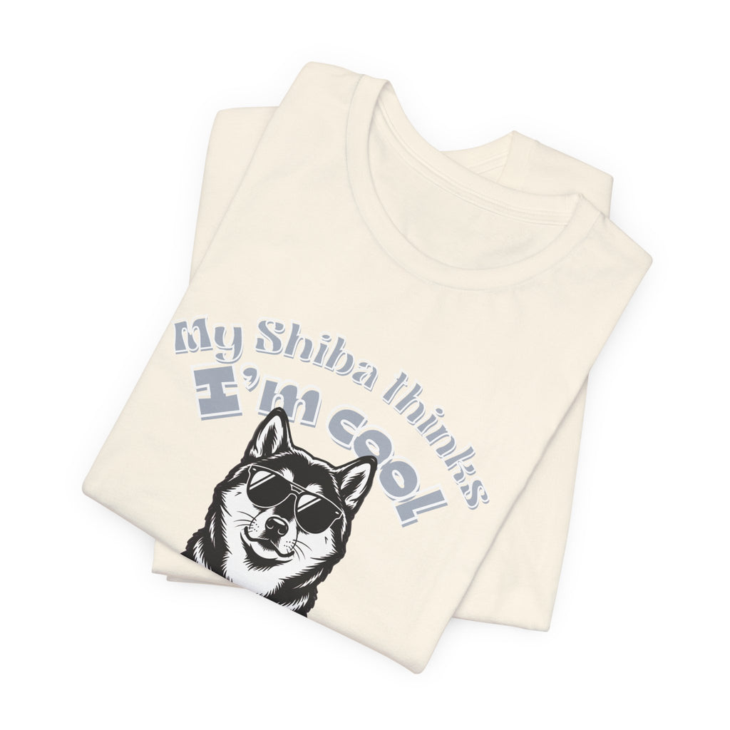 My Shiba Thinks I'm Cool, Shiba Inu Sunglasses Graphic Tee, Japanese Dog Lover Gift, Unisex T-Shirt