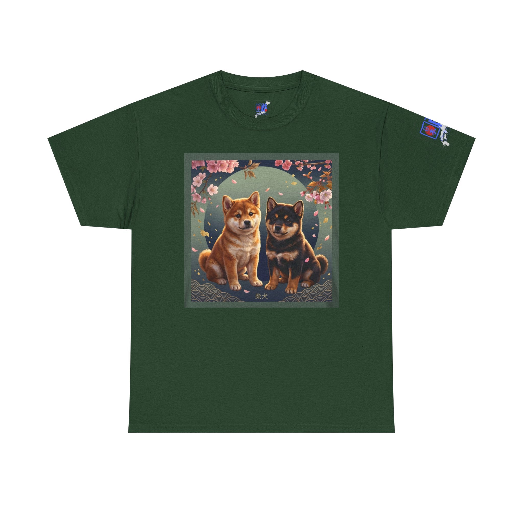 Shiba Inu Puppies Duo T-Shirt — Cute Cherry Blossom Dog Tee