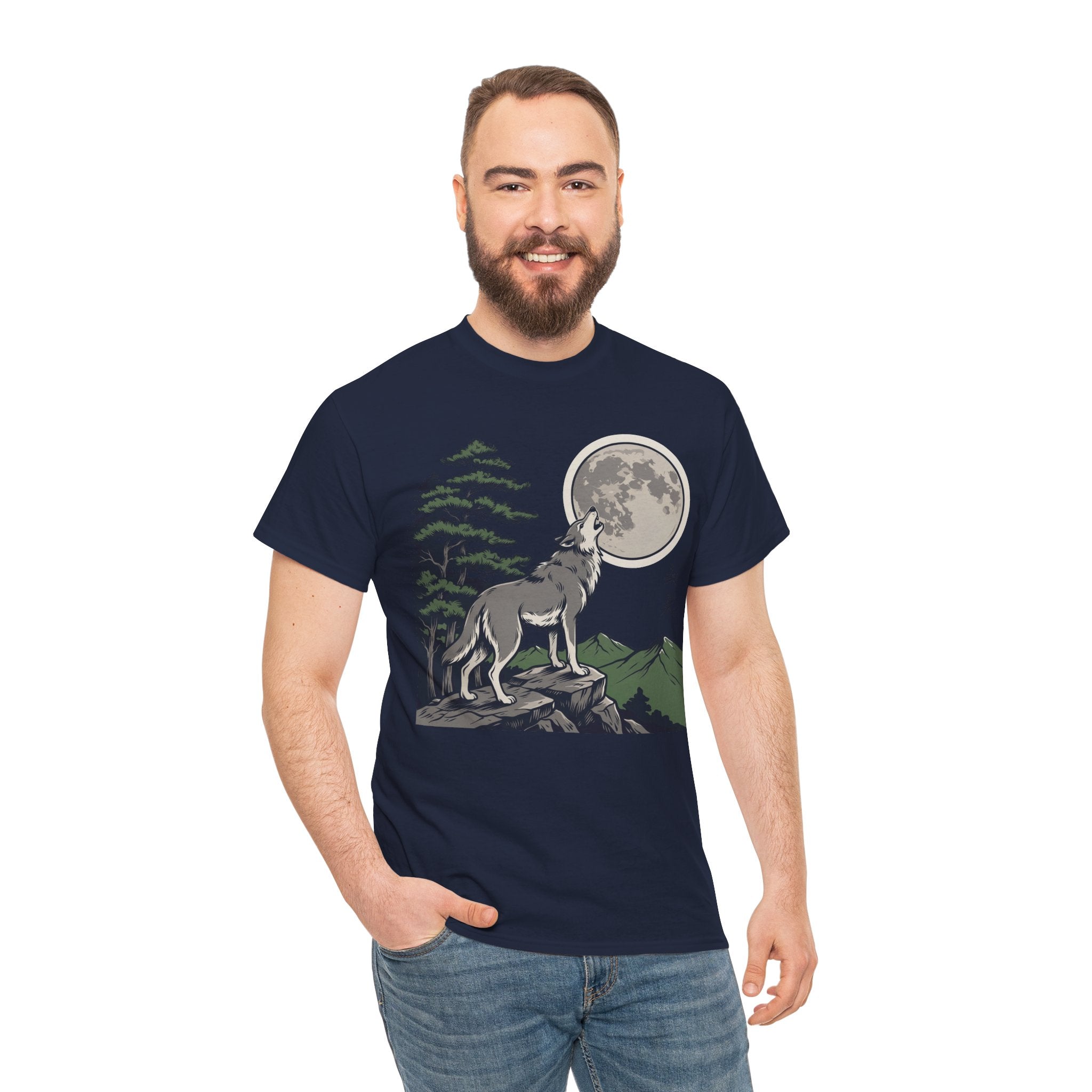 Japanese Wolf T-Shirt — 山犬 Yamainu Mountain Dog Men's Tee | Japan Mythology Gift