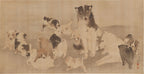Maruyama Ōkyo — Dogs and Puppies, Edo period — Original masterpiece painting by the founder of the Maruyama school, public domain