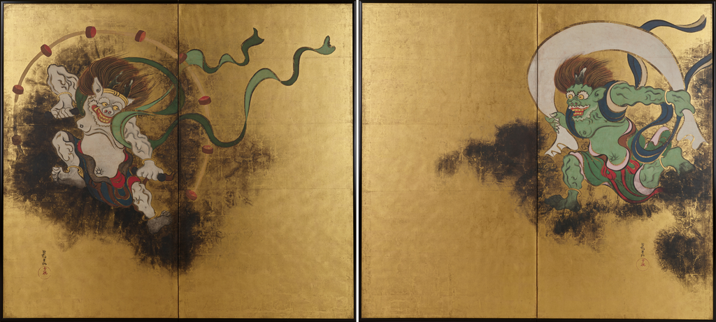 Ogata Kōrin — Wind God and Thunder God (風神雷神図屏風), c.1710 — Rinpa school masterpiece, Tokyo National Museum, public domain