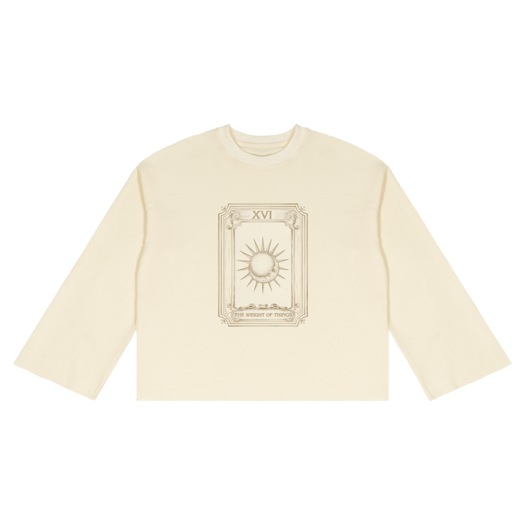 YOIYOI ART Lab — XVI Tarot Avant-Garde Waffle Sweatshirt | Raw Edge Unisex