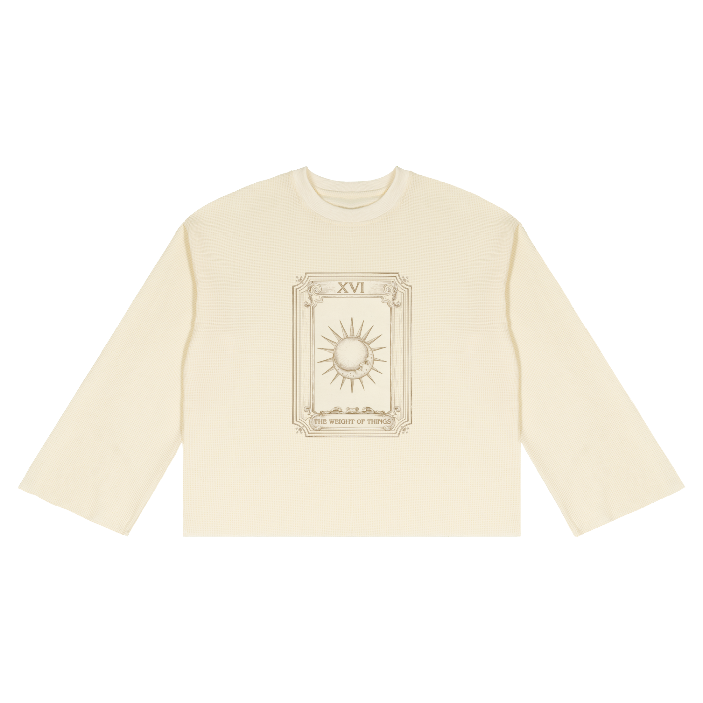 YOIYOI ART Lab — XVI Tarot Avant-Garde Waffle Sweatshirt | Raw Edge Unisex