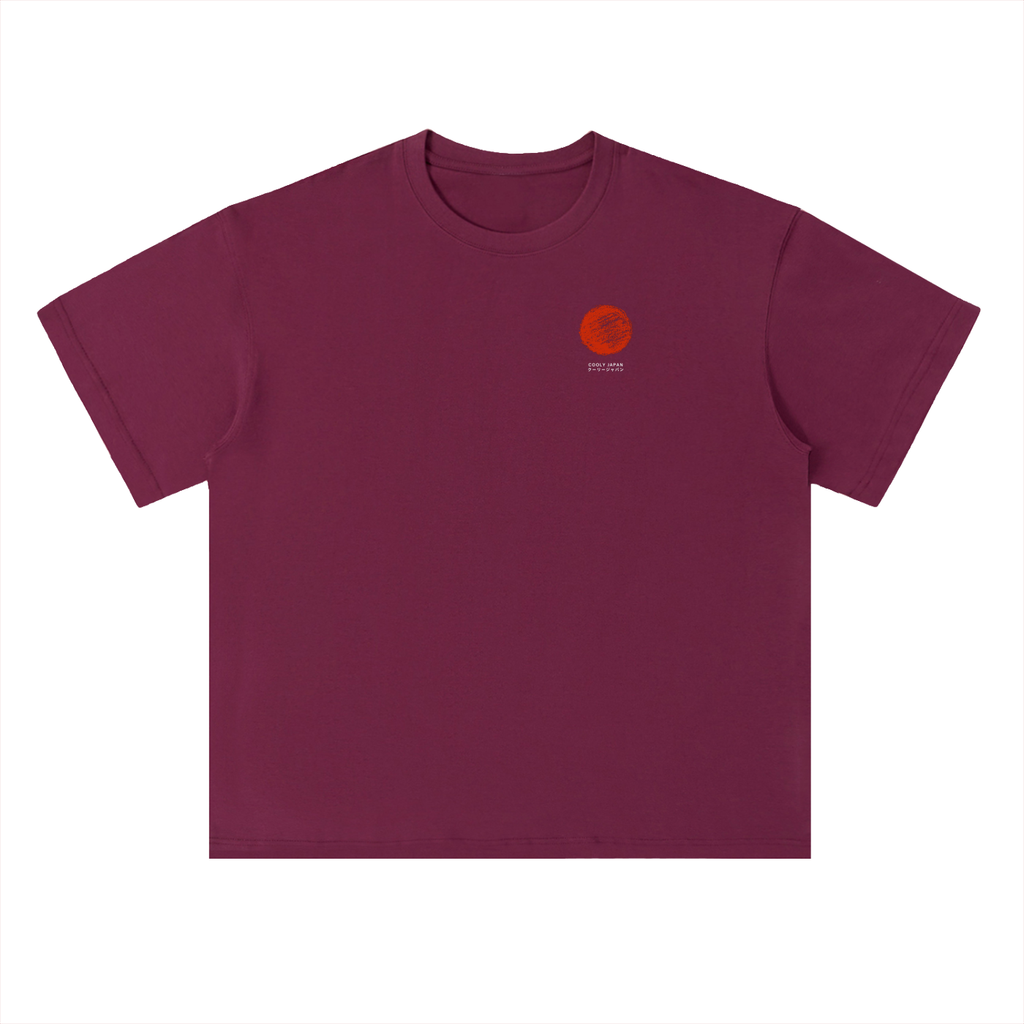 Cooly Japan Rising Sun Logo Tee — Black Oversized Drop-Shoulder T-Shirt (300gsm)