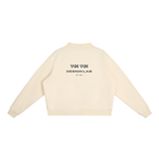 CoolyJapan Fleece Mock-Neck Crop Sweatshirt — 350gsm Heavyweight Women's