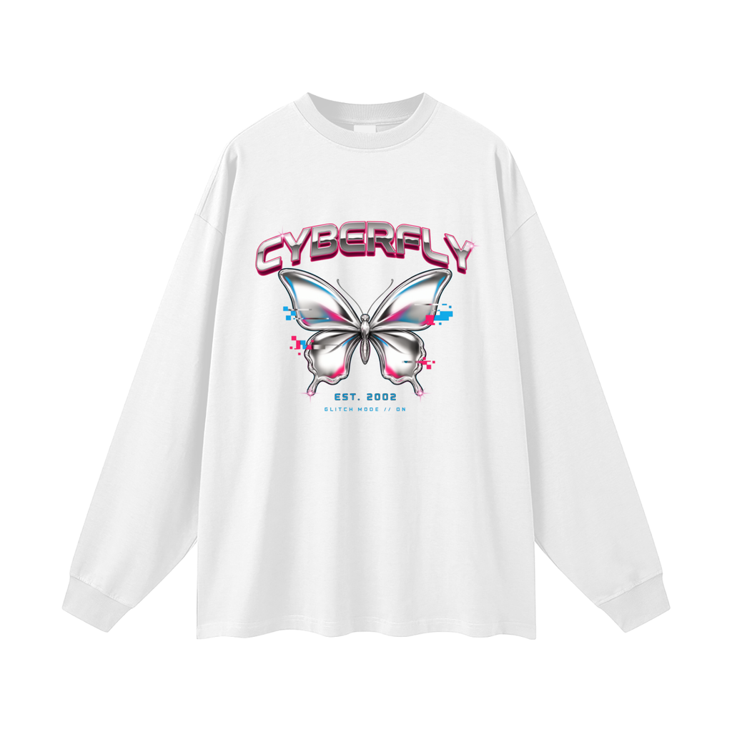 CoolyJapan Oversized Long Sleeve Tee — 305gsm Heavyweight Pure Cotton Drop Shoulder