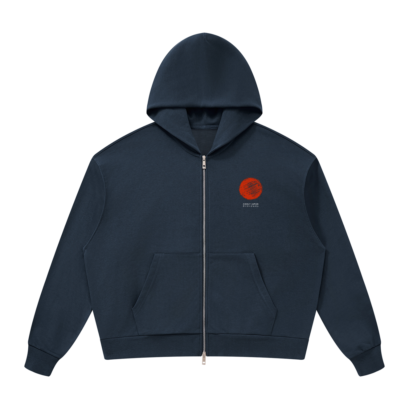 CoolyJapan Signature Drop Shoulder Full-Zip Hoodie — 360gsm Heavyweight Cotton Blend