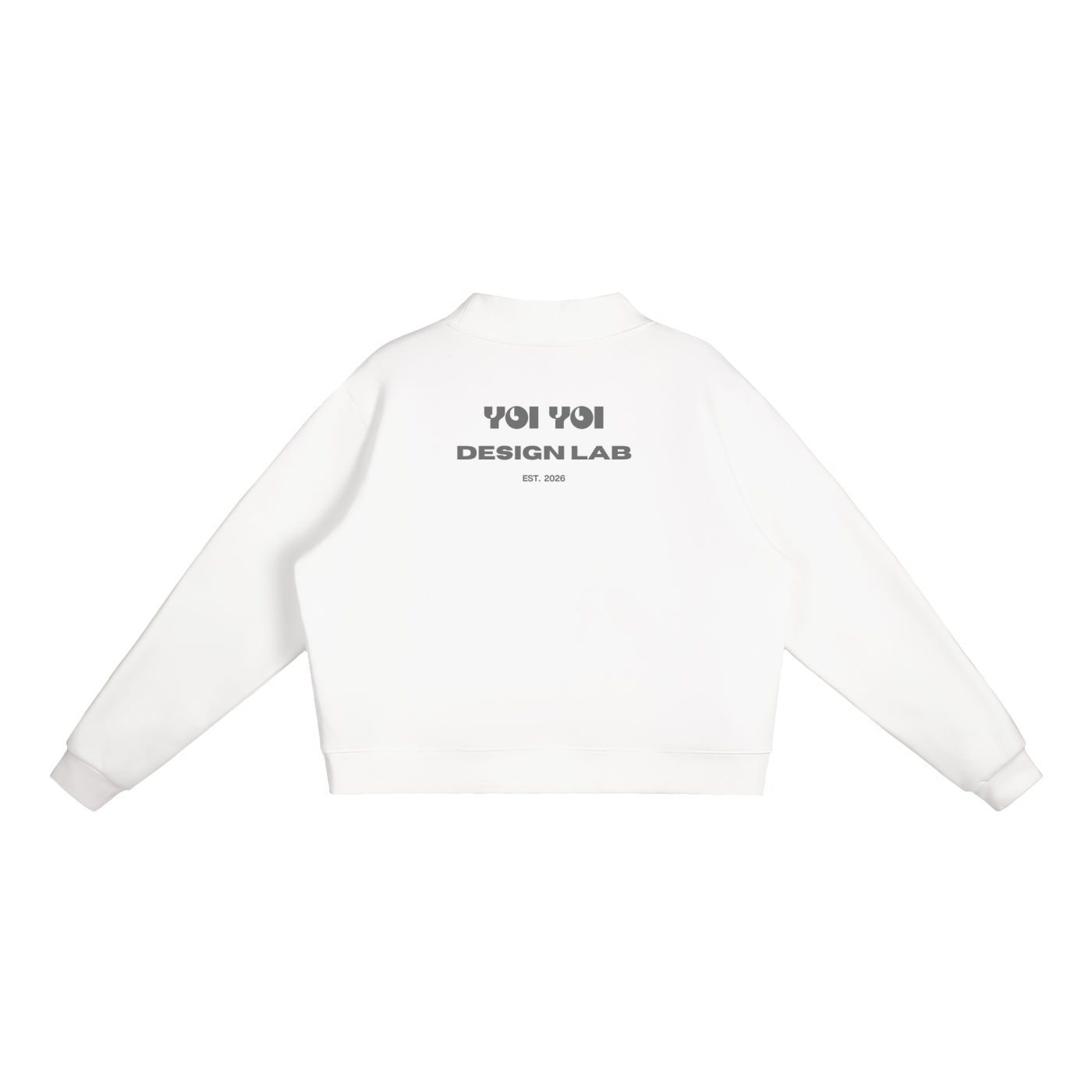 CoolyJapan Fleece Mock-Neck Crop Sweatshirt — 350gsm Heavyweight Women's