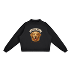 CoolyJapan Fleece Mock-Neck Crop Sweatshirt — 350gsm Heavyweight Women's