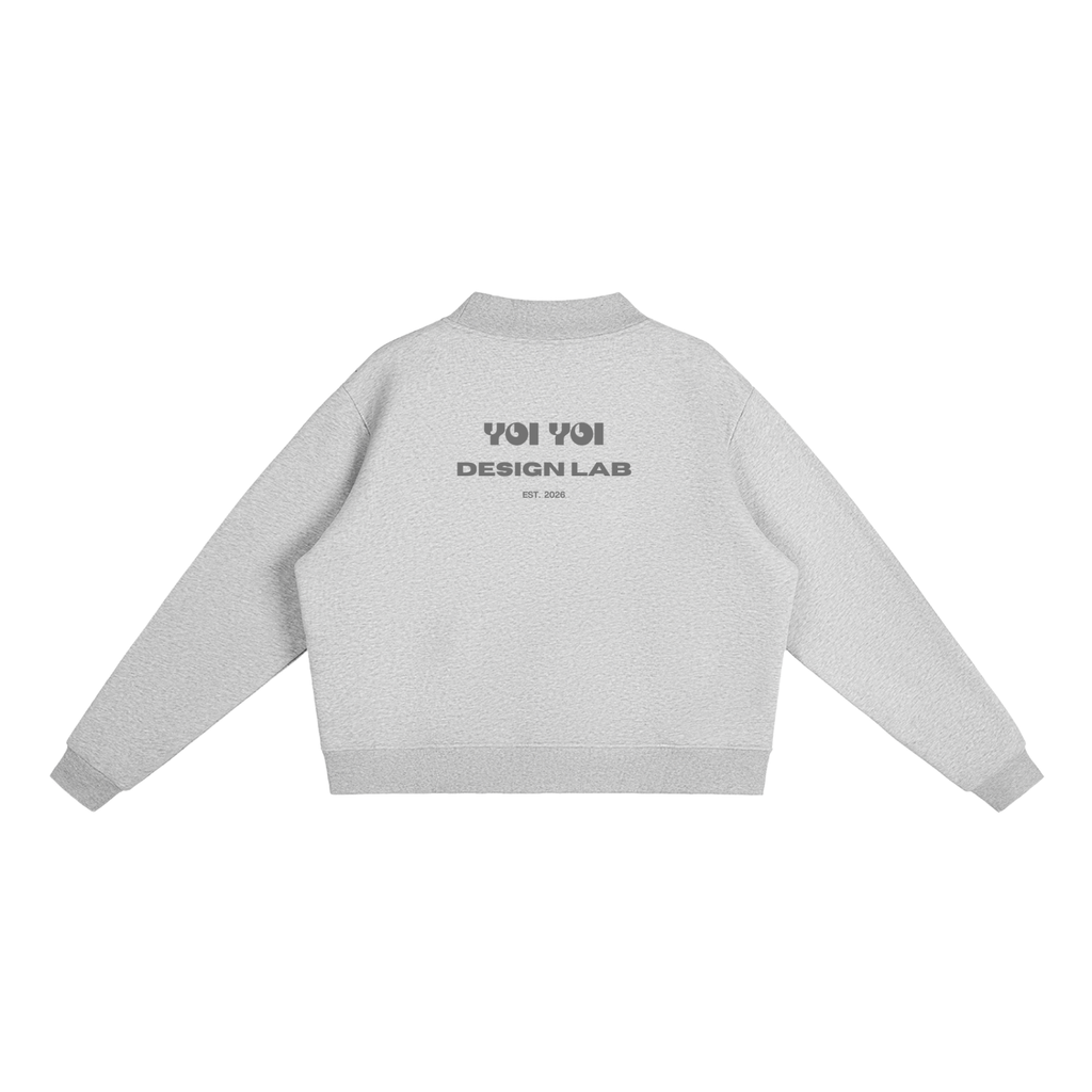 CoolyJapan Fleece Mock-Neck Crop Sweatshirt — 350gsm Heavyweight Women's