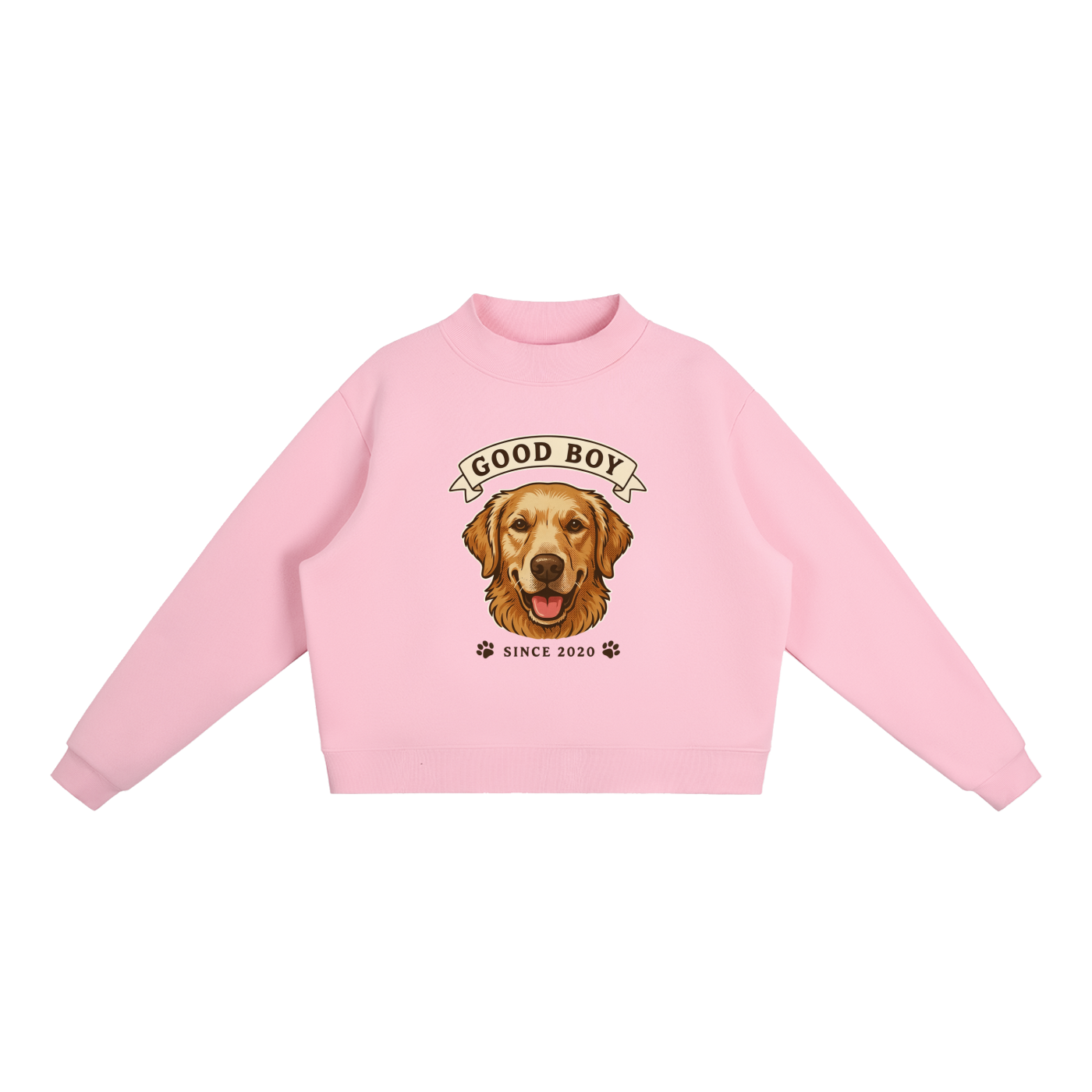CoolyJapan Fleece Mock-Neck Crop Sweatshirt — 350gsm Heavyweight Women's