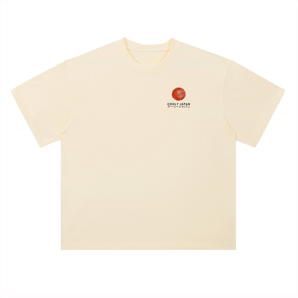 Cooly Japan Rising Sun Logo Tee — Black Oversized Drop-Shoulder T-Shirt (300gsm)