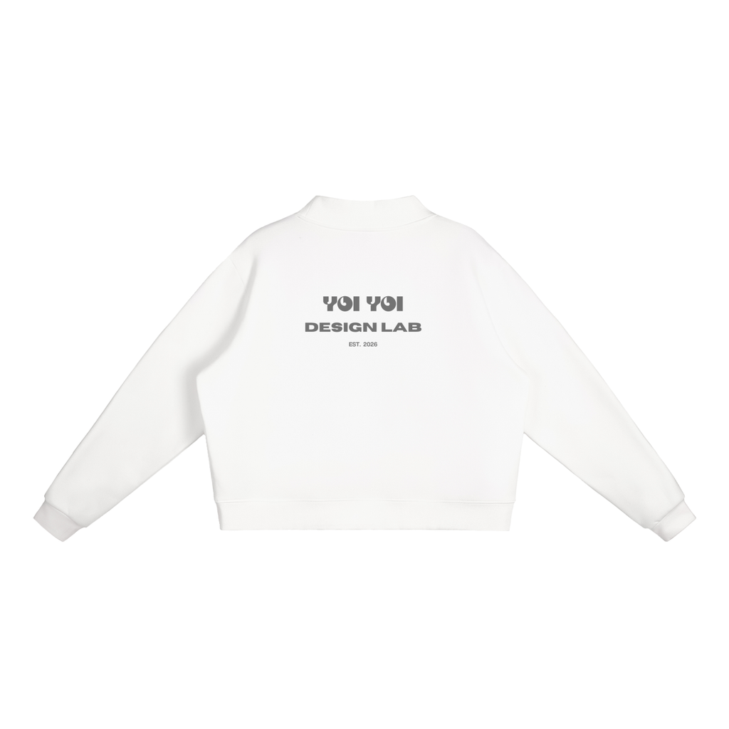 CoolyJapan Fleece Mock-Neck Crop Sweatshirt — 350gsm Heavyweight Women's