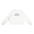 CoolyJapan Fleece Mock-Neck Crop Sweatshirt — 350gsm Heavyweight Women's