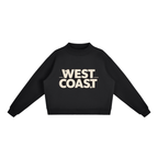CoolyJapan Fleece Mock-Neck Crop Sweatshirt — 350gsm Heavyweight Women's