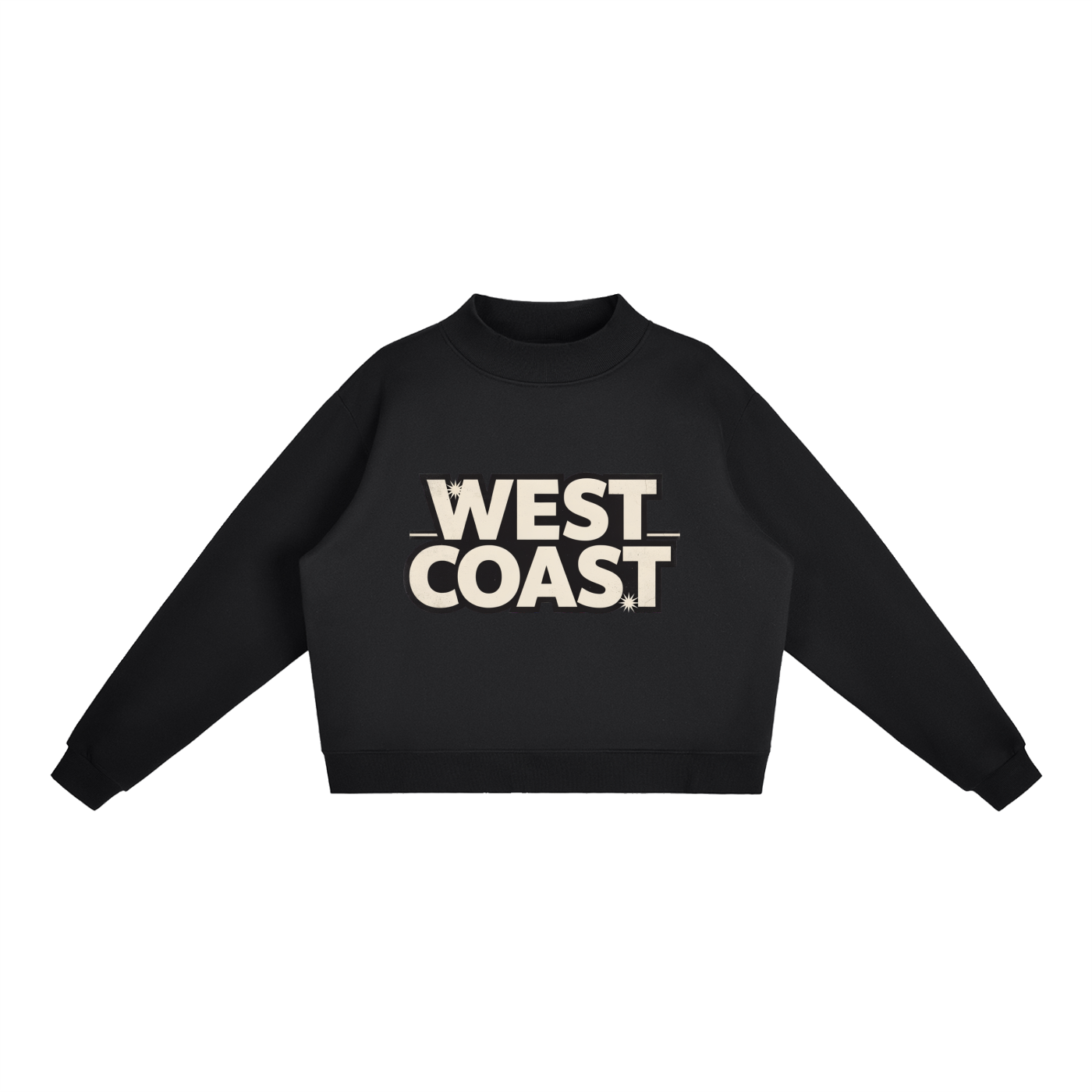 CoolyJapan Fleece Mock-Neck Crop Sweatshirt — 350gsm Heavyweight Women's