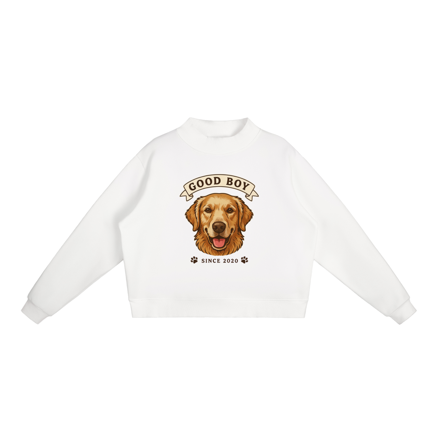 CoolyJapan Fleece Mock-Neck Crop Sweatshirt — 350gsm Heavyweight Women's
