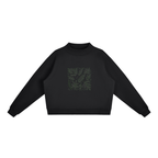 CoolyJapan Fleece Mock-Neck Crop Sweatshirt — 350gsm Heavyweight Women's