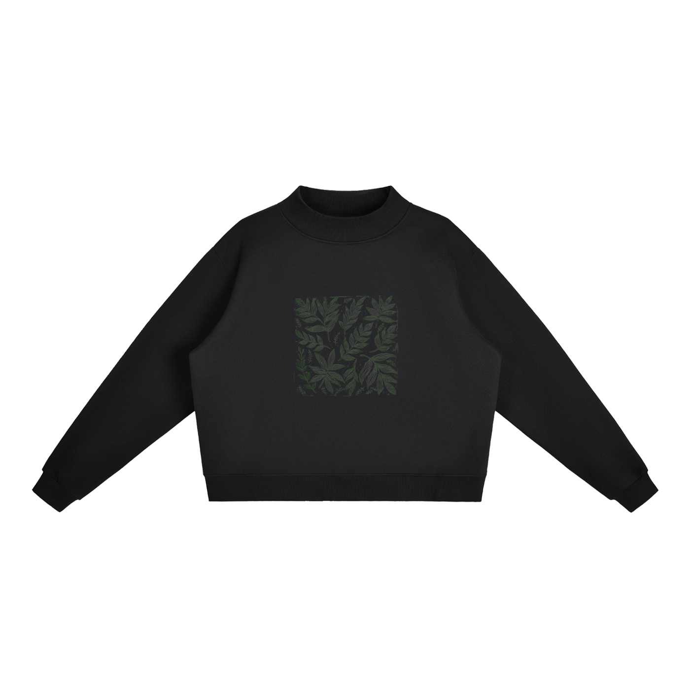 CoolyJapan Fleece Mock-Neck Crop Sweatshirt — 350gsm Heavyweight Women's