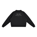 CoolyJapan Fleece Mock-Neck Crop Sweatshirt — 350gsm Heavyweight Women's