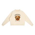 CoolyJapan Fleece Mock-Neck Crop Sweatshirt — 350gsm Heavyweight Women's