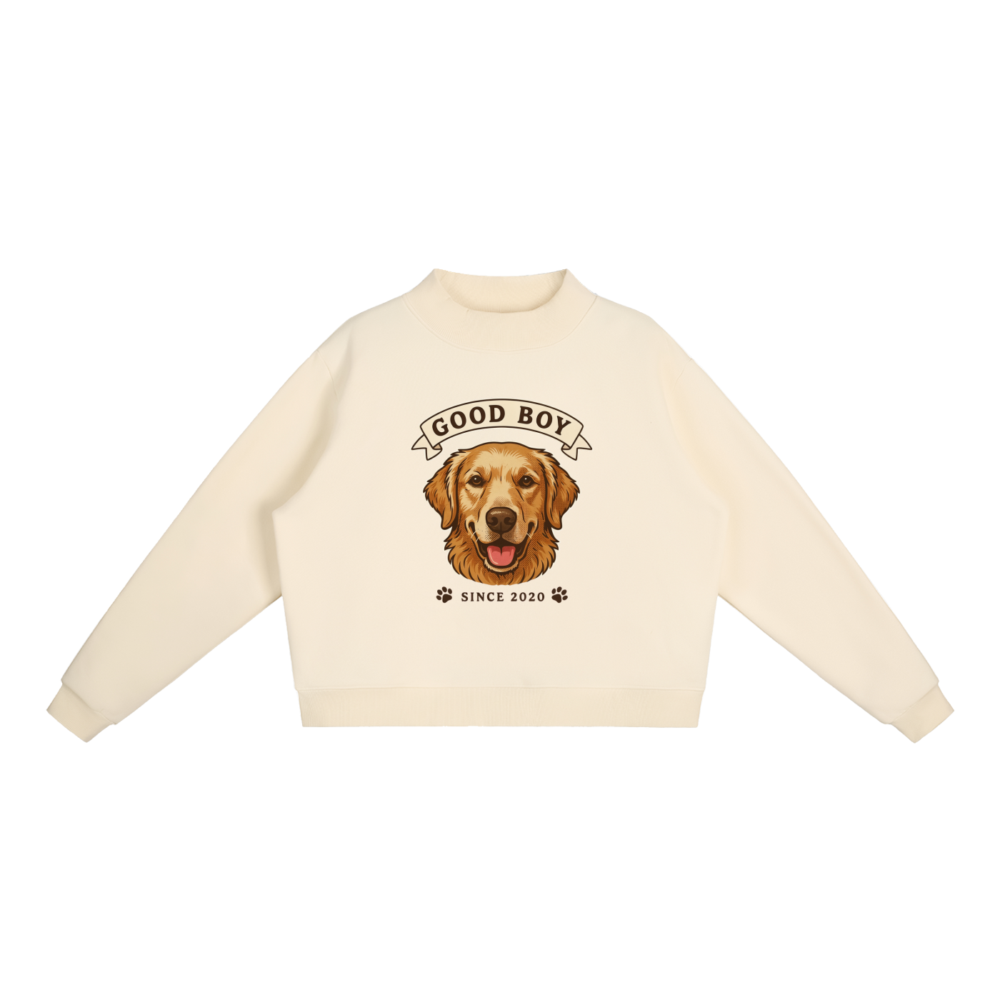 CoolyJapan Fleece Mock-Neck Crop Sweatshirt — 350gsm Heavyweight Women's