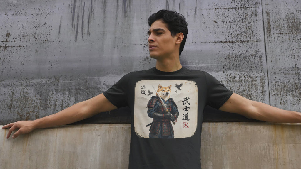 Shiba Inu Samurai T-Shirt version1— 忠誠 武士道 Loyal Warrior of Japan | Chumaru Bushido Japanese Dog Graphic Tee